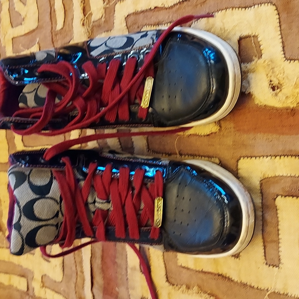 Coach sneakers, black and cream, size 8.5